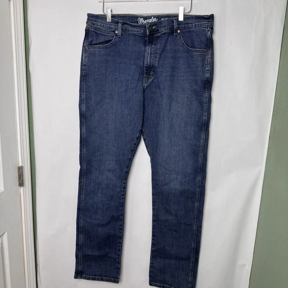 Wrangler Retro Slim Straight Jeans Mens 38 x 36 Dark Wash Denim - Picture 1 of 7